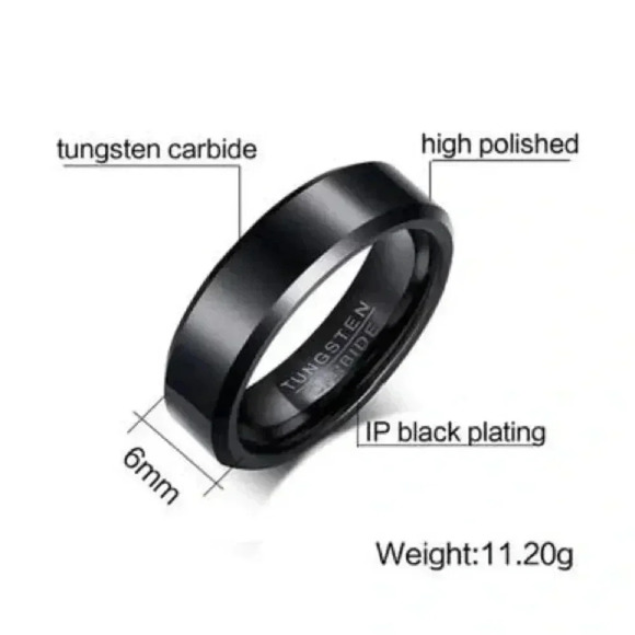 Men’s Black Tungsten Carbide Ring – Size 11, 12 - Picture 4 of 9
